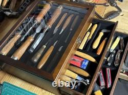 Knife Display Case 36+ Wood Walnut EDC Pocket Knives Watch Organizer Storage Box