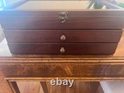 Knife Display Case 36+ Wood Walnut EDC Pocket Knives Watch Organizer Storage Box
