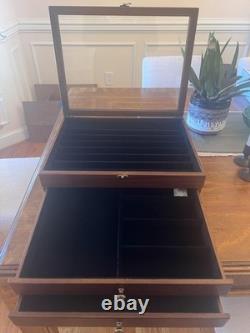 Knife Display Case 36+ Wood Walnut EDC Pocket Knives Watch Organizer Storage Box