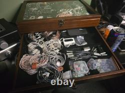 Knife Display Case 36+ Wood Walnut EDC Pocket Knives Watch Organizer Storage Box