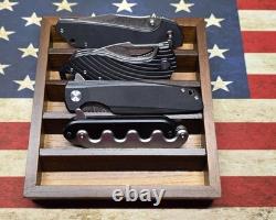Knife Display Case 4 Pack Wood Walnut EDC Pocket Knives Organizer Storage Tray