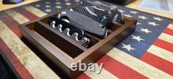 Knife Display Case 4 Pack Wood Walnut EDC Pocket Knives Organizer Storage Tray