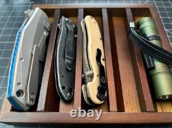 Knife Display Case 4 Pack Wood Walnut EDC Pocket Knives Organizer Storage Tray