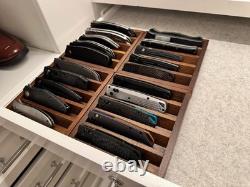 Knife Display Case 4 Pack Wood Walnut EDC Pocket Knives Organizer Storage Tray