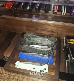 Knife Display Case 4 Pack Wood Walnut EDC Pocket Knives Organizer Storage Tray