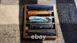 Knife Display Case 4 Pack Wood Walnut EDC Pocket Knives Organizer Storage Tray