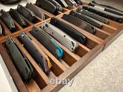 Knife Display Case 4 Pack Wood Walnut EDC Pocket Knives Organizer Storage Tray