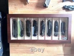 Knife Display Case 8+ Wood Ebony Pocket Knives Holder EDC Storage Organizer Box