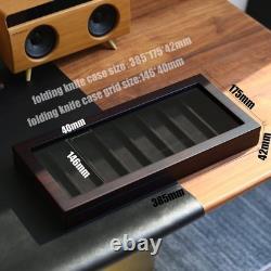 Knife Display Case 8+ Wood Ebony Pocket Knives Holder EDC Storage Organizer Box