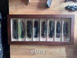 Knife Display Case 8+ Wood Ebony Pocket Knives Holder EDC Storage Organizer Box