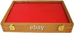 Knife Display Case Arrowheads 18 x 12 Coins Oak Solid Wood Glass USA Shadow Box