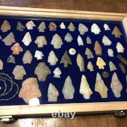 Knife Display Case Arrowheads 18 x 12 Maple & Blue Pin Medal Wood USA Shadow Box