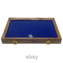 Knife Display Case Arrowheads 18 x 12 Maple & Blue Pin Medal Wood USA Shadow Box