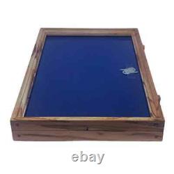 Knife Display Case Arrowheads 18 x 12 Maple & Blue Pin Medal Wood USA Shadow Box