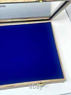 Knife Display Case Arrowheads 18 x 12 Maple & Blue Pin Medal Wood USA Shadow Box
