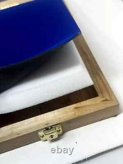 Knife Display Case Arrowheads 18 x 12 Maple & Blue Pin Medal Wood USA Shadow Box