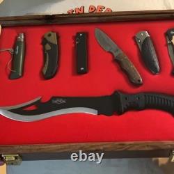 Knife Display Case Arrowheads 18 x 12 Walnut Solid Wood USA Made Lock Shadow Box
