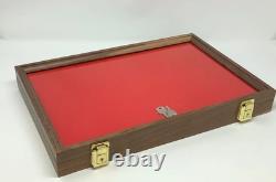 Knife Display Case Arrowheads 18 x 12 Walnut Solid Wood USA Made Lock Shadow Box