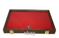 Knife Display Case Arrowheads 18 x 12 Walnut Solid Wood USA Made Lock Shadow Box