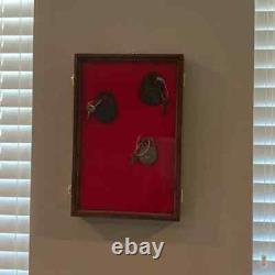 Knife Display Case Arrowheads 18 x 12 Walnut Solid Wood USA Made Lock Shadow Box