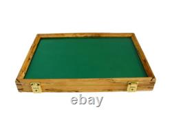 Knife Display Case Arrowheads 18x12 Maple & Green Pin Medal Wood USA Shadow Box