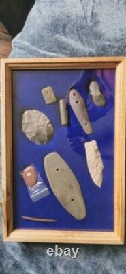 Knife Display Case Arrowheads 18x12 Maple & Green Pin Medal Wood USA Shadow Box