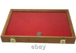 Knife Display Case Arrowheads 24 x 18 Cherry Solid Wood USA Made Lock Shadow Box