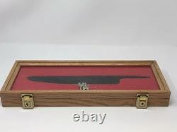 Knife Display Case Dagger Blade Stiletto 18 x 7 Oak & Blue Wood USA Shadow Box