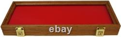 Knife Display Case Dagger Blade Stiletto 18 x 7 Oak & Blue Wood USA Shadow Box