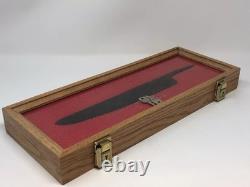 Knife Display Case Dagger Blade Stiletto 18 x 7 Oak & Blue Wood USA Shadow Box Knife Display Case Dagger Blade Stiletto 18 x 7 Oak & Blue Wood USA Shadow Box