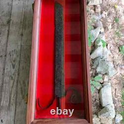 Knife Display Case Dagger Medal Coins 25 x 9 Cherry & Red Wood USA Shadow Box
