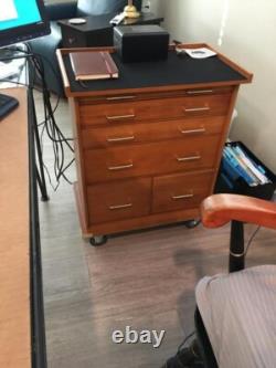 Knife Display Case Oak 6 Drawer Pistol Gun Wood Rolling Cabinet Chest Holder Box