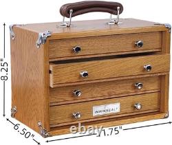 Knife Display Case Oak & Green 4 Drawer Pistol Gun Wood Cabinet EDC Chest Box