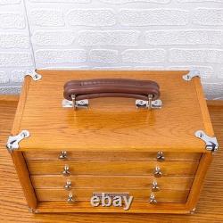 Knife Display Case Oak & Green 4 Drawer Pistol Gun Wood Cabinet EDC Chest Box