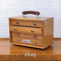 Knife Display Case Oak & Green 4 Drawer Pistol Gun Wood Cabinet EDC Chest Box