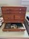 Knife Display Case Oak Green 6 Drawer Pistol Gun Wood Cabinet Storage Chest Box