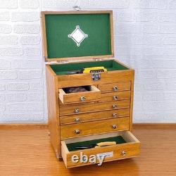 Knife Display Case Oak & Green 8 Drawer Pistol Gun Wood Cabinet EDC Chest Box