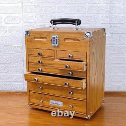 Knife Display Case Oak & Green 8 Drawer Pistol Gun Wood Cabinet EDC Chest Box