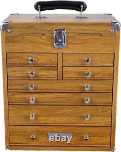 Knife Display Case Oak & Green 8 Drawer Pistol Gun Wood Cabinet EDC Chest Box