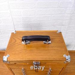 Knife Display Case Oak & Green 8 Drawer Pistol Gun Wood Cabinet EDC Chest Box