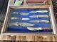 Knife Display Case Pistol 18 X 12 X 3 Gun Walnut & Blue Wood Usa Shadow Box