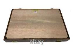 Knife Display Case Pistol 18 x 12 x 3 Gun Walnut & Blue Wood USA Shadow Box