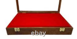 Knife Display Case Pistol 18 x 12 x 3 Gun Walnut & Blue Wood USA Shadow Box