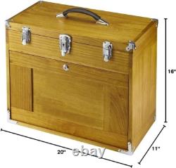 Knife Display Case Walnut & Black 8 Drawer Pistol Gun Wood Cabinet EDC Chest Box