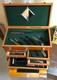 Knife Display Case Walnut & Green 8 Drawer Pistol Gun Wood Cabinet Edc Chest Box