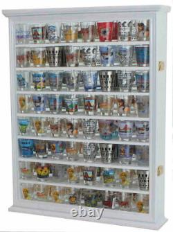 LARGE, 72 Shot Glass Display Case Shadow Box, Wall Curio Cabinet Mirror Back