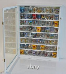 LARGE, 72 Shot Glass Display Case Shadow Box, Wall Curio Cabinet Mirror Back