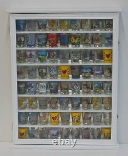 LARGE, 72 Shot Glass Display Case Shadow Box, Wall Curio Cabinet Mirror Back