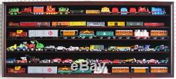 LARGE HO / RR Scale Train Hot wheels Display Case Cabinet Shadow Box-Mahogany