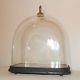 Large Antique Cloche Dome Glass Wood Brass Display Bell Jar Case Stand Rareshape